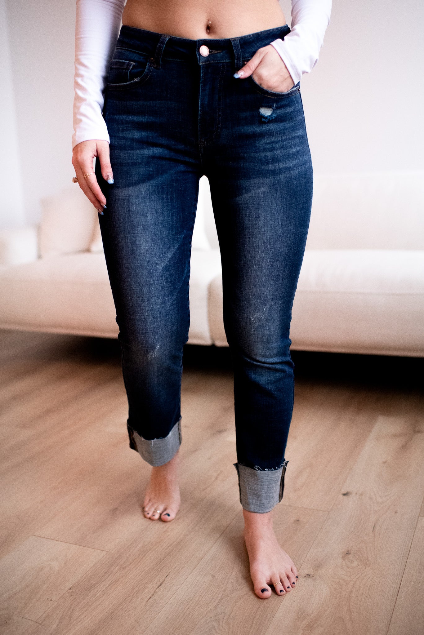 Risen Cambridge Mid Rise Straight Leg Jeans
