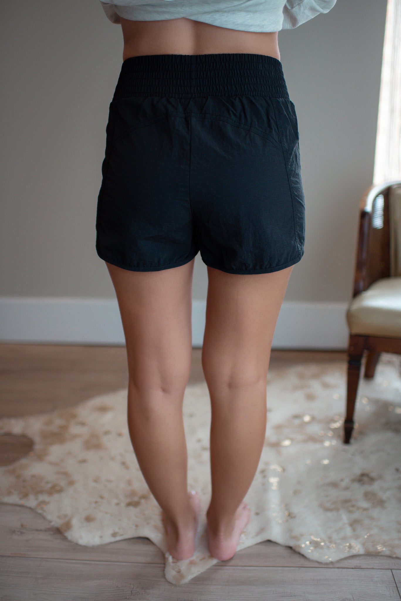 Smocked Running Shorts (Black)
