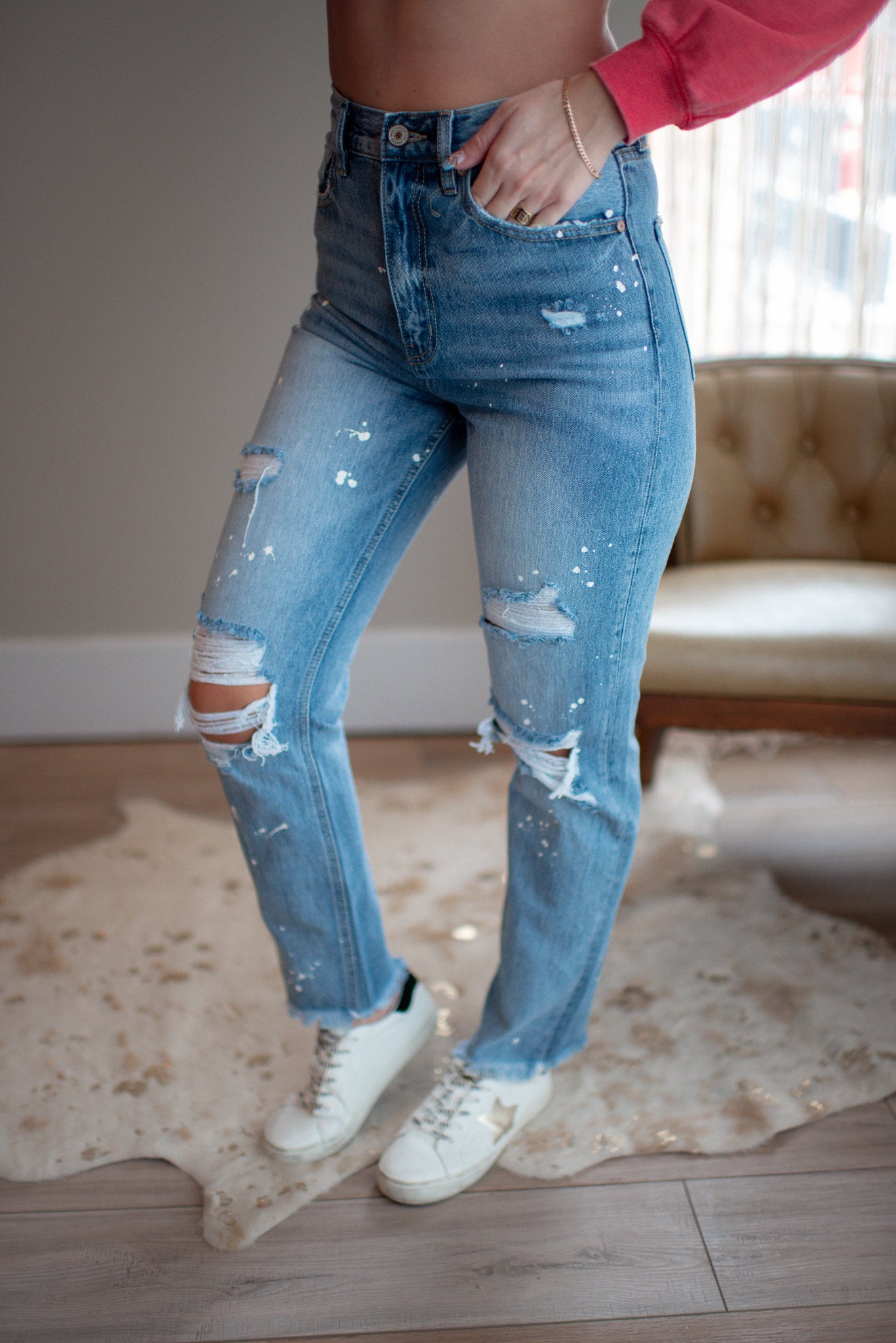 KanCan Oceana Slim Straight Jeans (Medium Wash)