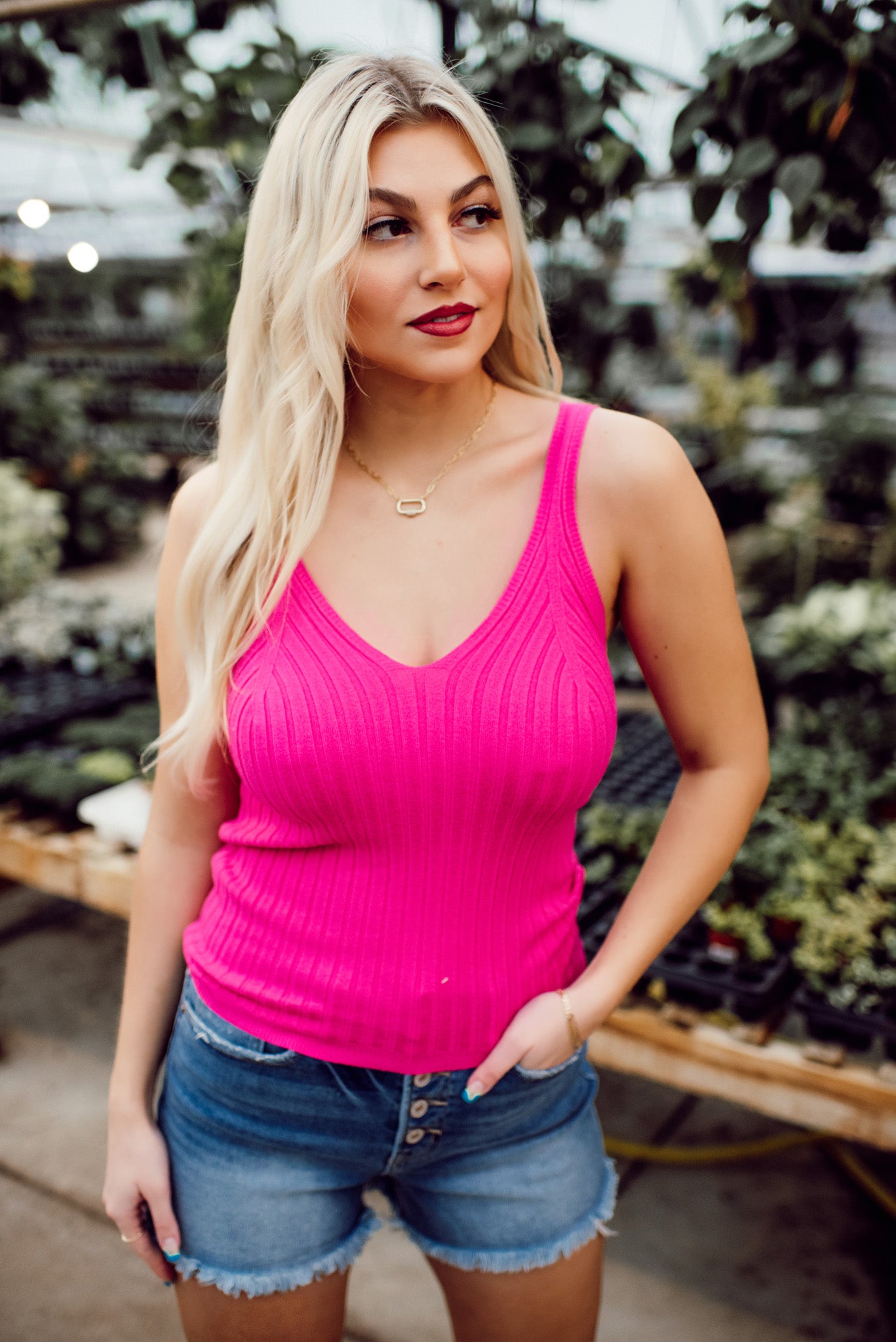 Ride With Us Ribbed Tank (Hot Pink)