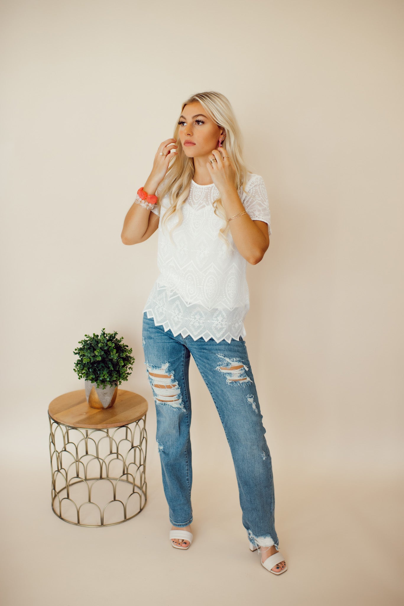 Lace In Love Top (Off White)