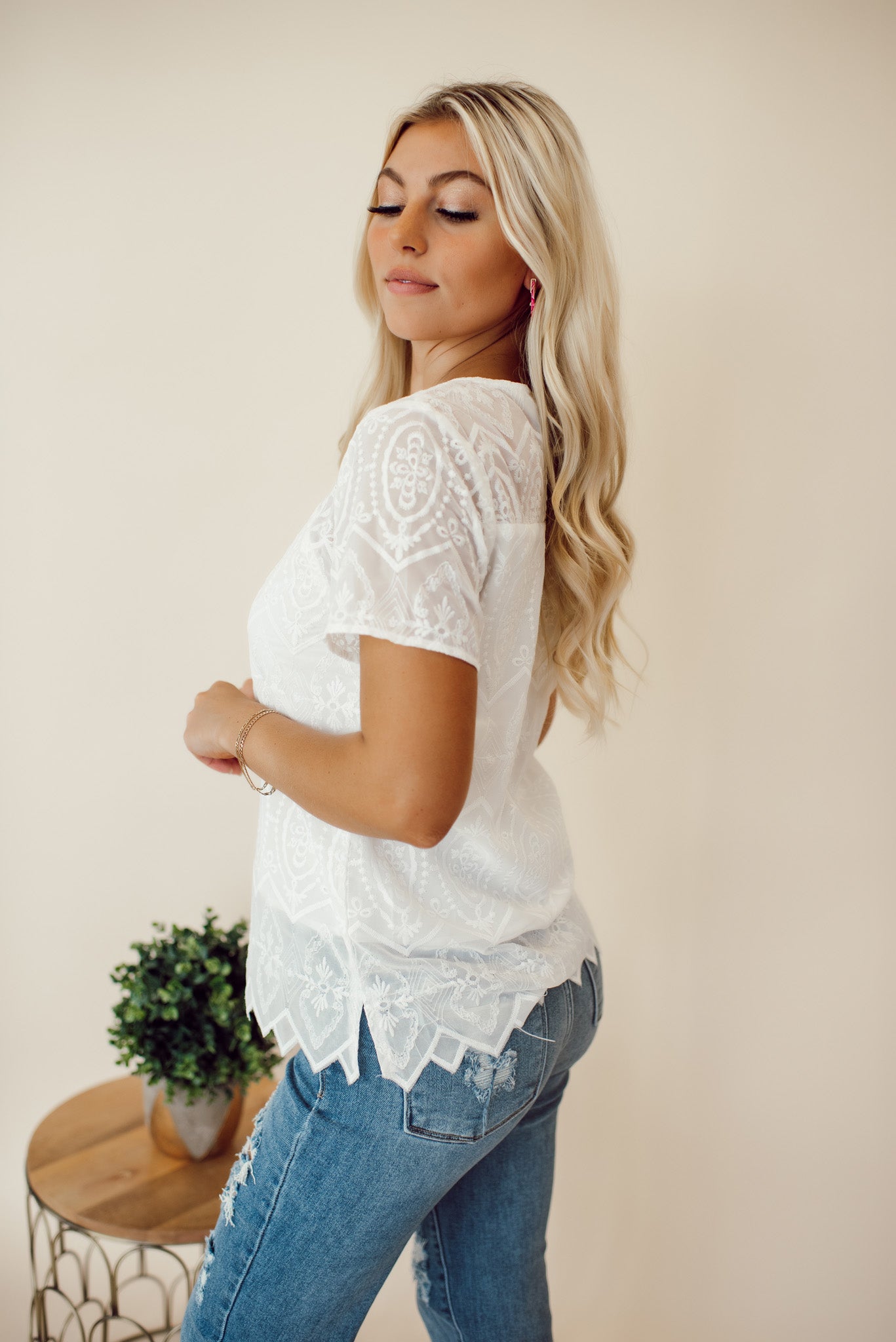 Lace In Love Top (Off White)