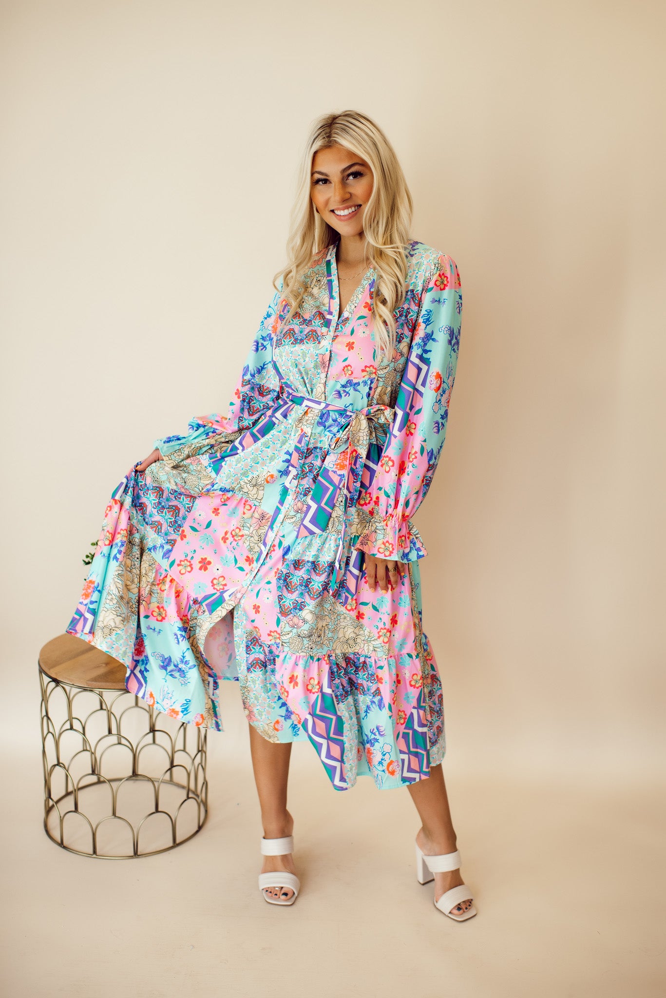 Together Forever Mixed Print Dress