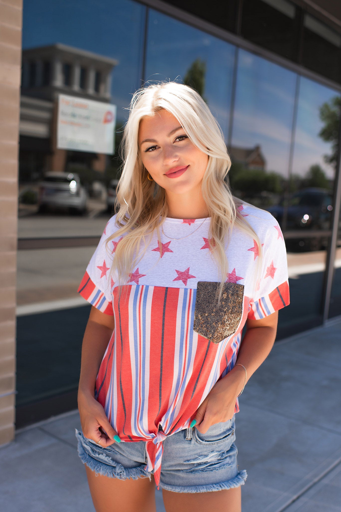Stars & Stripes Knot Tee (Red) DEAL OF THE DAY
