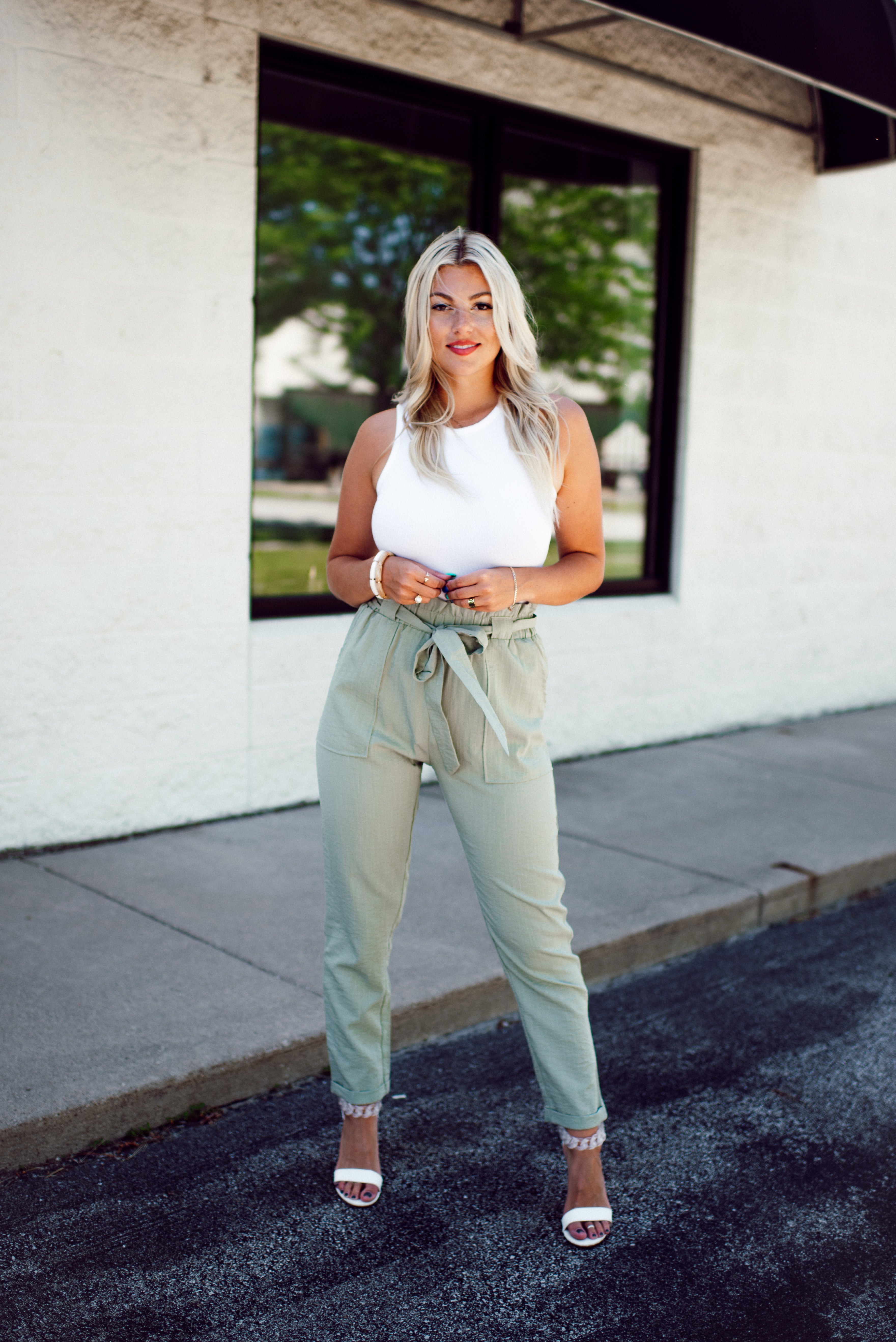 Office Chic Woven Pants (Sage)