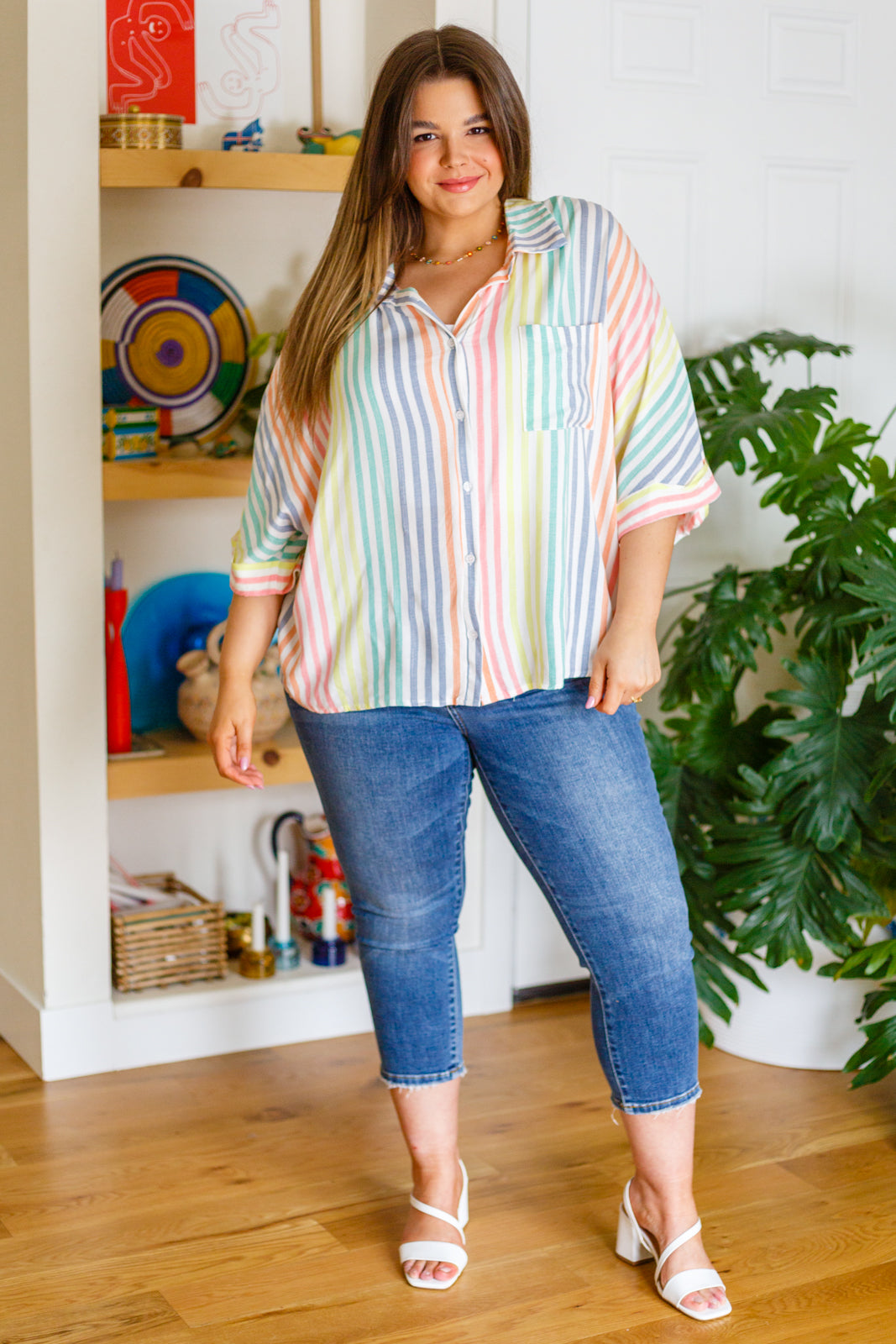 End Of The Rainbow Striped Button Up