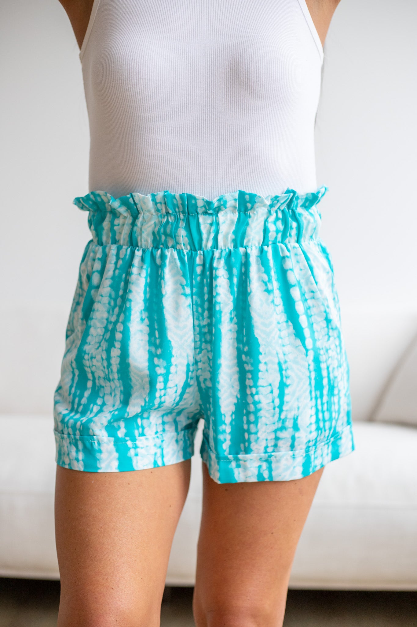 Sea Goddess Tie Dye Shorts (Turquoise)