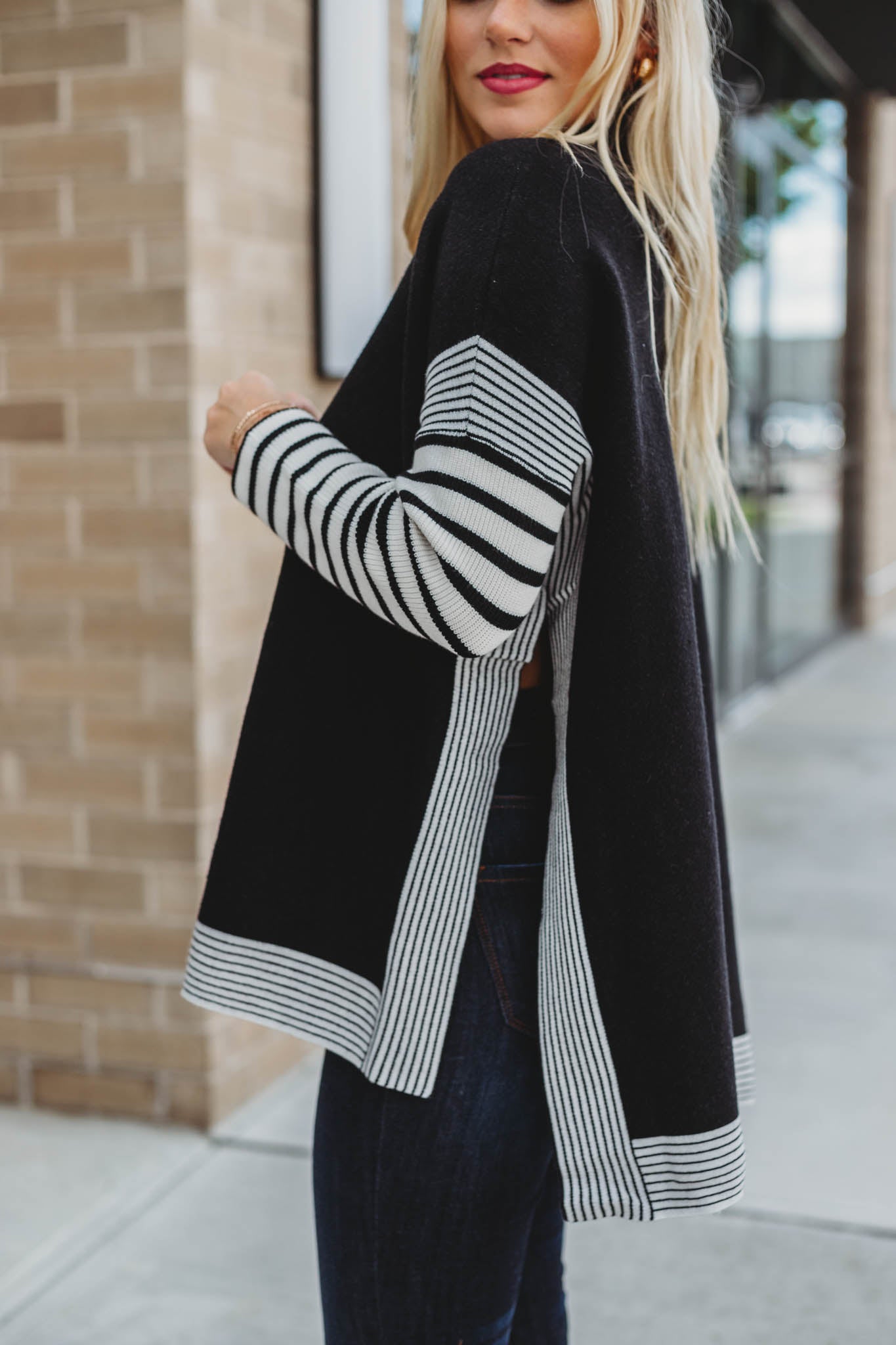 By Your Side Poncho Top (Black)