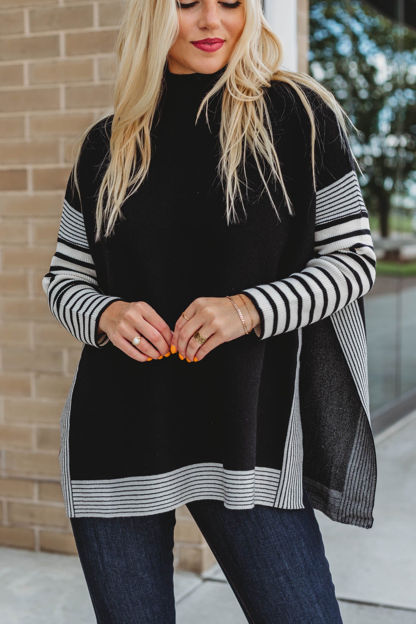 By Your Side Poncho Top (Black)